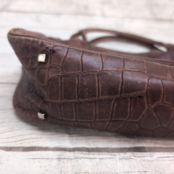 Le Tanneur Brown Crocodile Leather Handbag - Picture 5 of 9